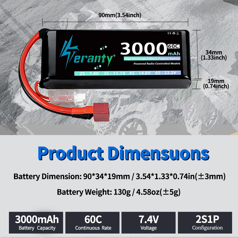 TERANTY 2S 3000mAh Lipo Batter - Rc Hobby Trucks 评论和价格