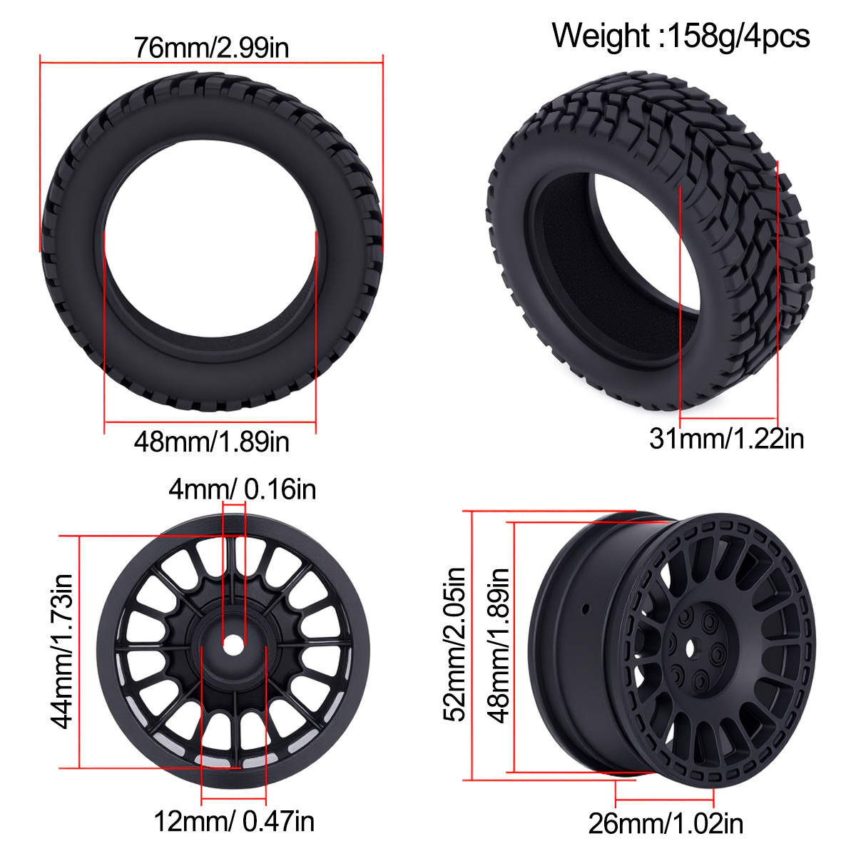 1.9inch 75*31mm Rubber Plastic - Rc Hobby Engine 评论和价格